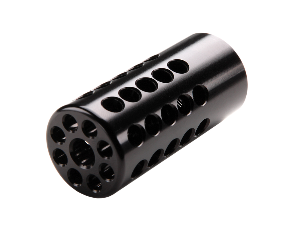 High def and up close product view of the X-RING® Compensator 1/2 X 28 - Gloss Black.