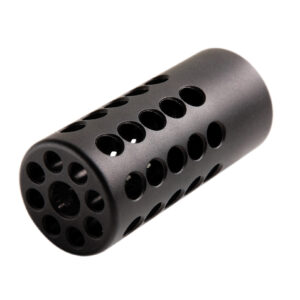 Up close product view of the X-RING® Compensator 1/2 X 28 - Matte Black.
