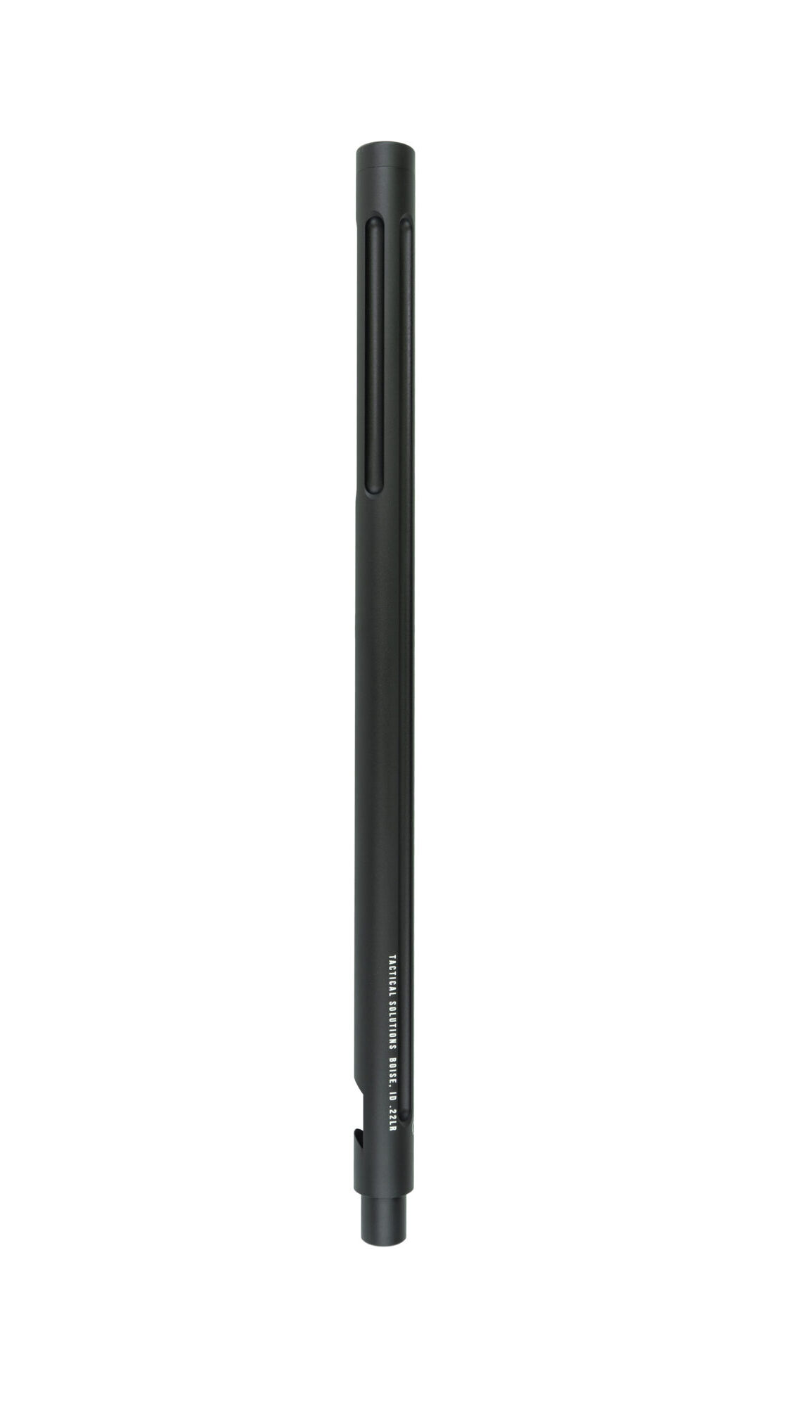 Vertical image of the MATTE BLACK X-RING BARREL FOR RUGER® 10/22® RIFLES THREADED AND FLUTED