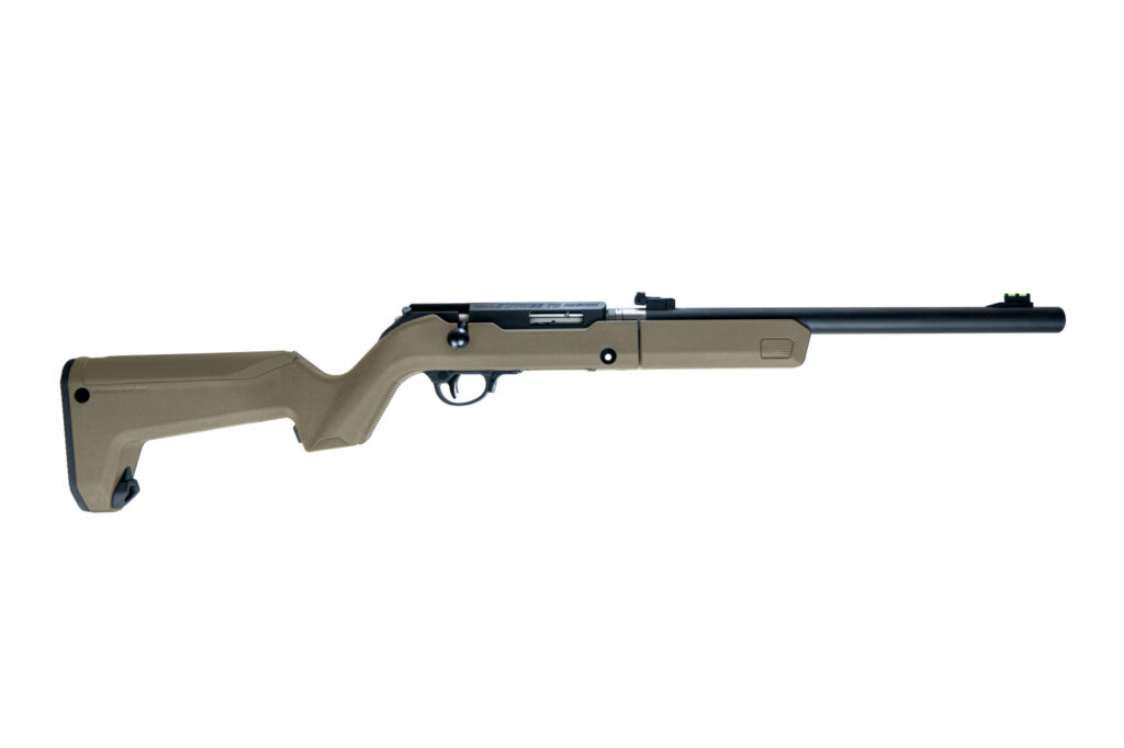 Right side view of the Owyhee Takedown Magnum Rifle .22WMR Black - Backpacker FDE