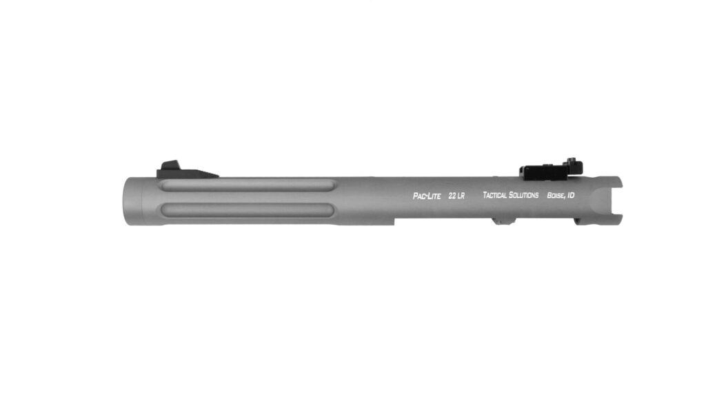 Left side product view of the GUN METAL GRAY PAC-LITE 6” BARREL - FLUTED