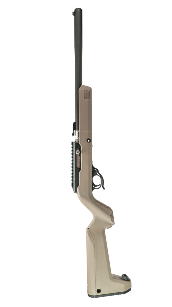 Product image of the MATTE BLACK INTEGRALLY SUPPRESSED X-RING TAKEDOWN RIFLE / HUNTER STOCK / FDE