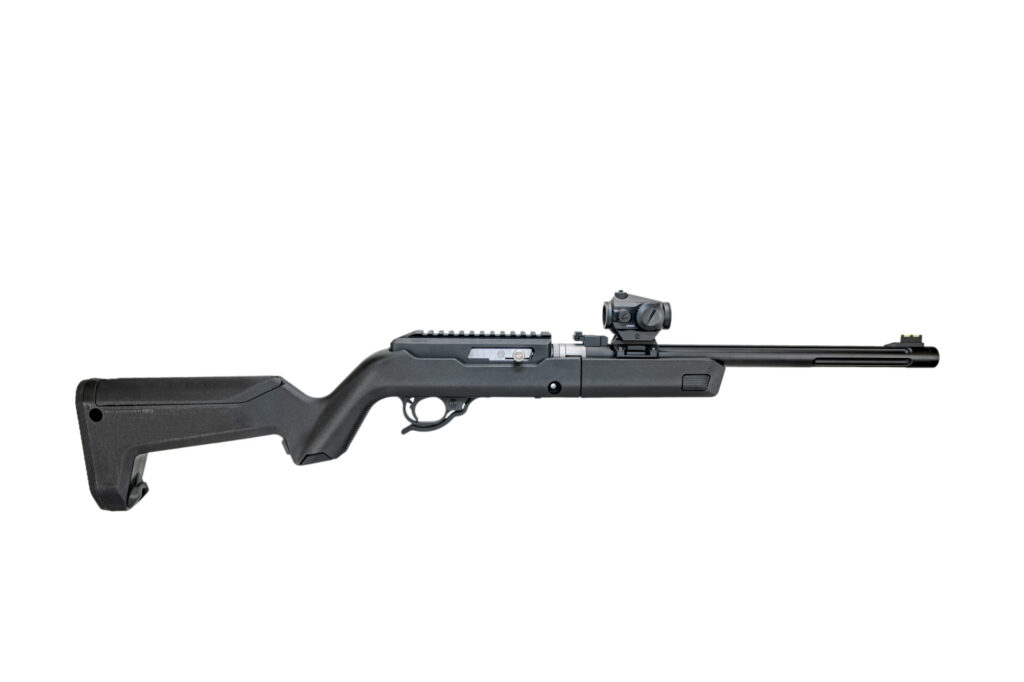 Product image of the right side of the MATTE BLACK X-RING TAKEDOWN RIFLE w/ OPTIC / BACKPACKER STOCK / BLACK